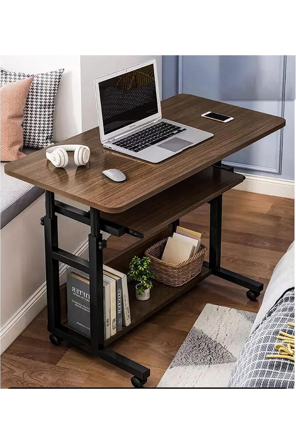 Generic-Upgraded Metal Base Adjustable Movable Desktop Computer Mobile Laptop Desk Home And Offic 1