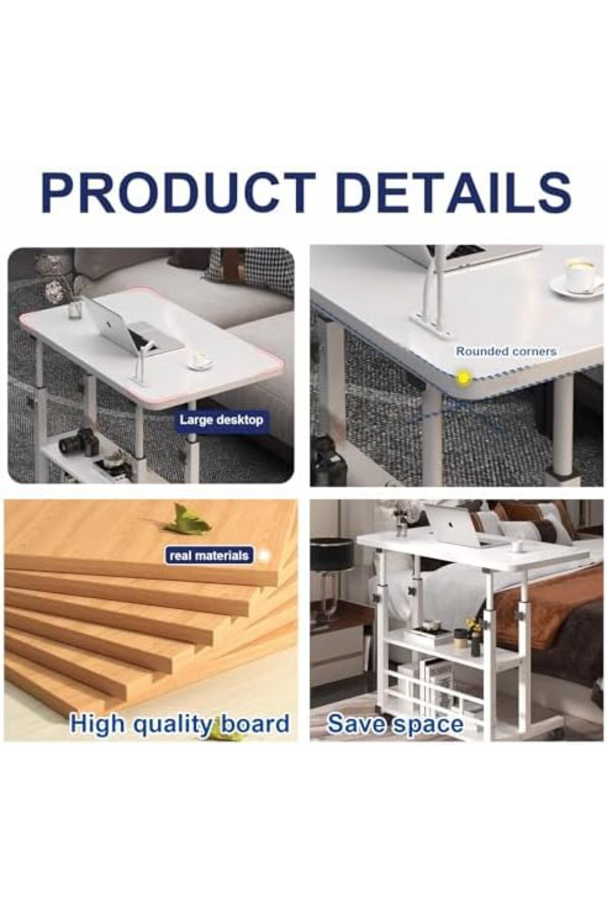 Generic-Adjustable Height Desk with Wheels and Storage Rack - Mobile Stand Up Desk for Small Spaces, Rolling 8