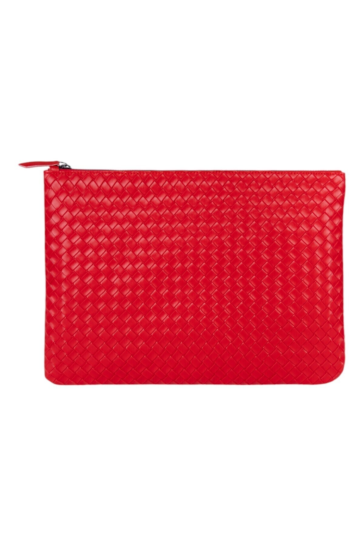 lizy's Hasır Kırmızı Desen Dokuma Kabartmalı Clutch Portföy El Çantası görsel 2