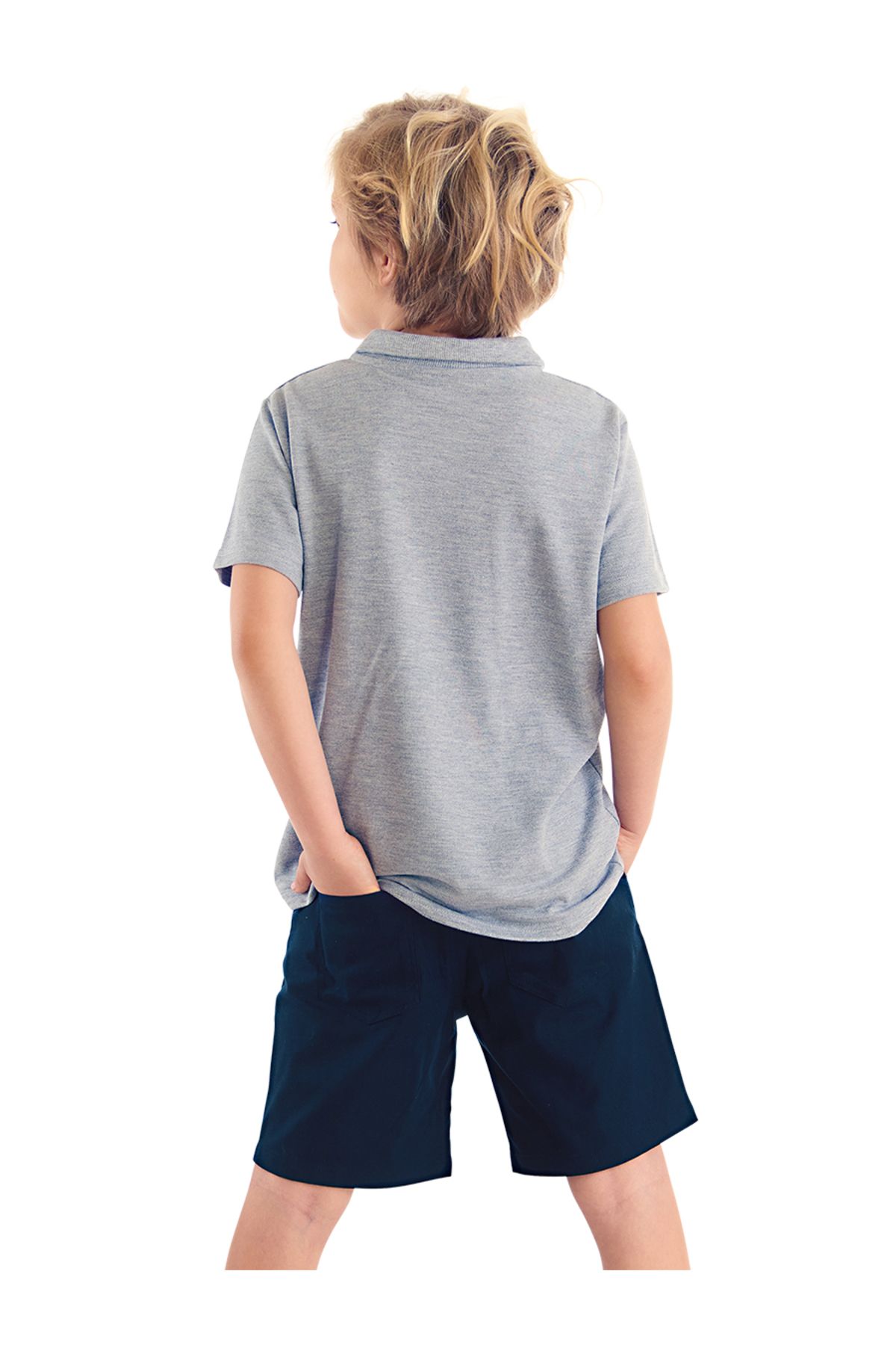 MSHB&G-Boy's Polo Neck T-shirt and Gabardine Shorts Set - Shark 2