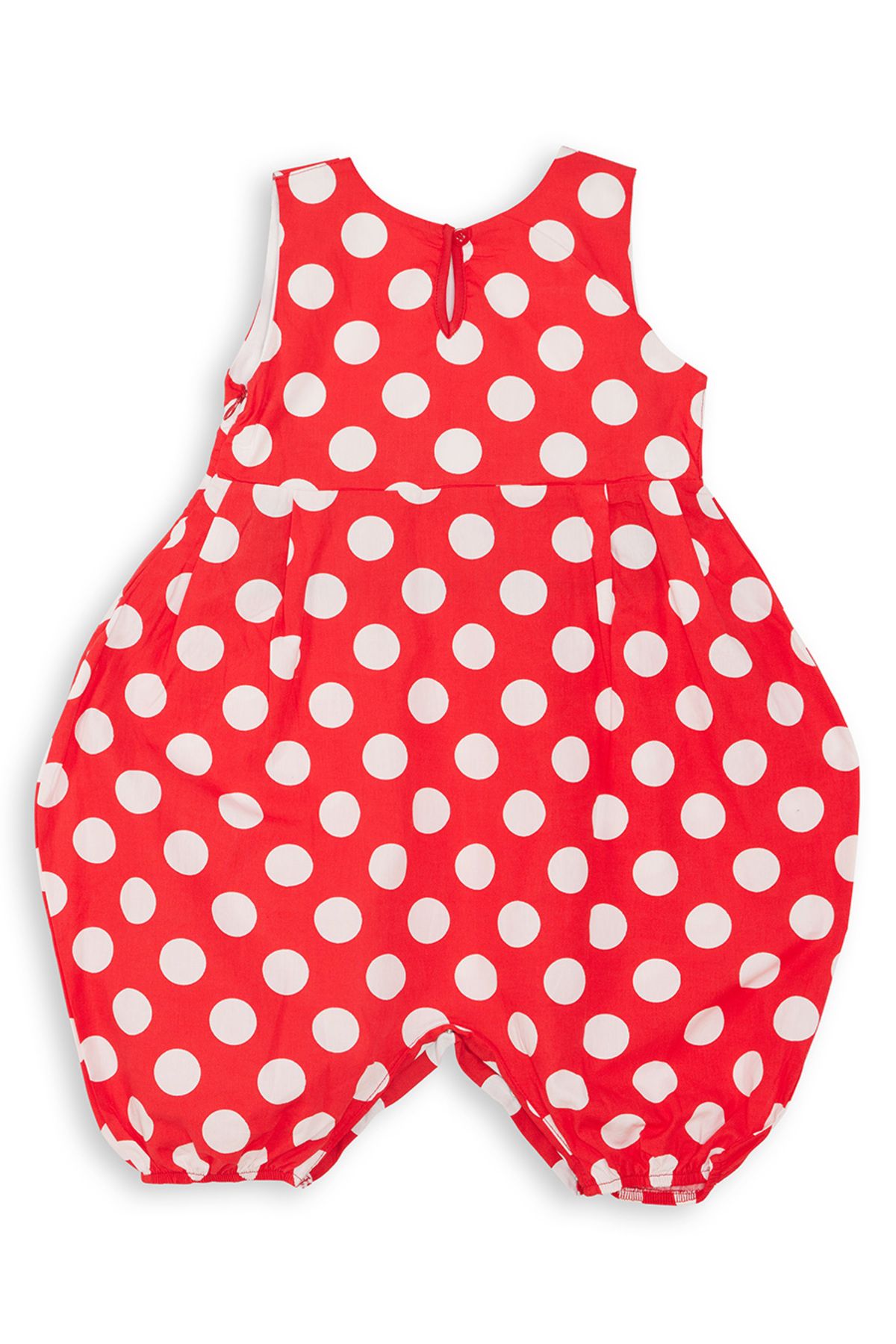 Denokids-Red and White Polka Dot Girl's Balloon Jumpsuit 4