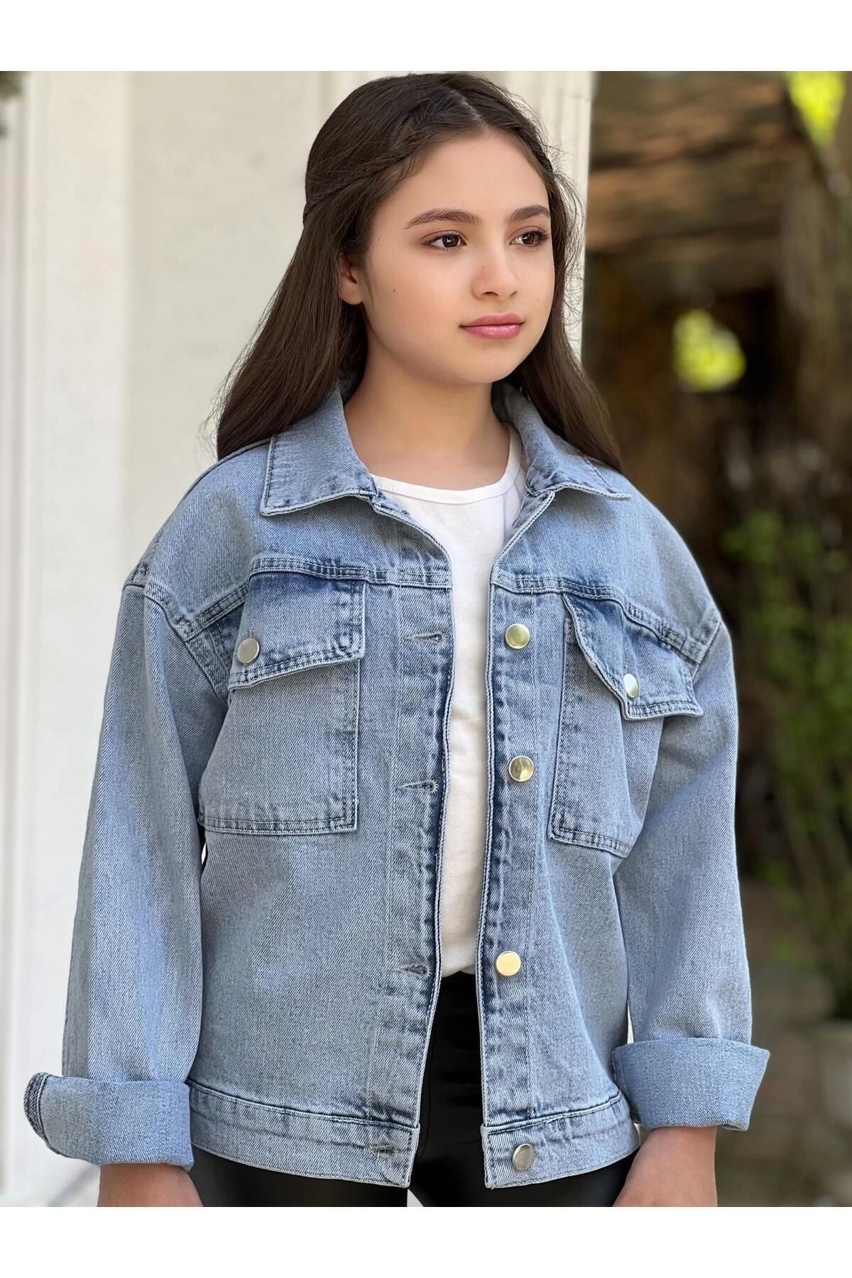 DUDOR KİDS  Kız Çocuk Yıldız Pul Payet Işlemeli Kot Ceket-jeans Ceket/kot Mont-jeans Mont - Görsel 3