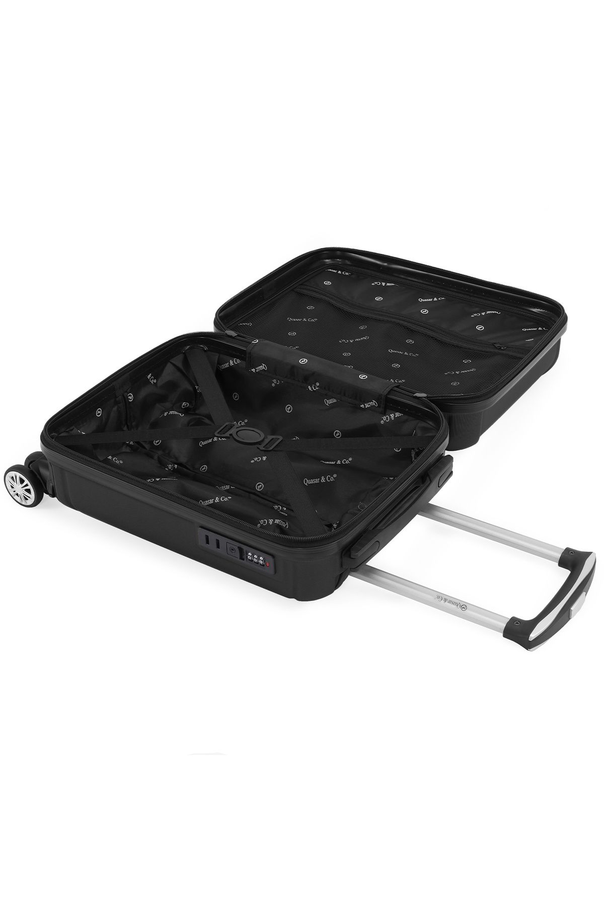 Quasar & Co.-Airplane cabin trolley, Quasar & Co.®, Smart model, telescopic handle, code, 55x37x20cm, ABS, black 9