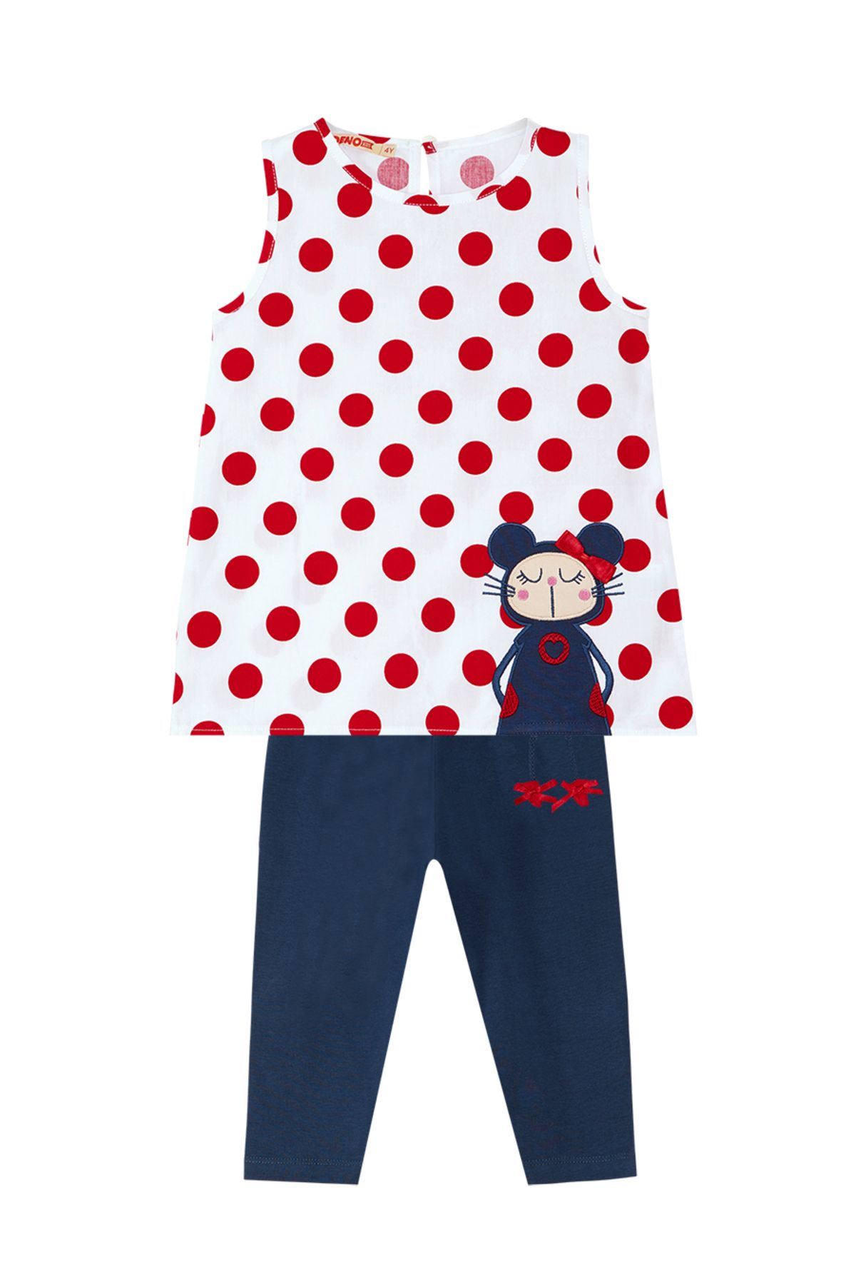 Denokids-Lily Mädchen Sommer T-Shirt Tunika Strumpfhose Set mit Punkten 3