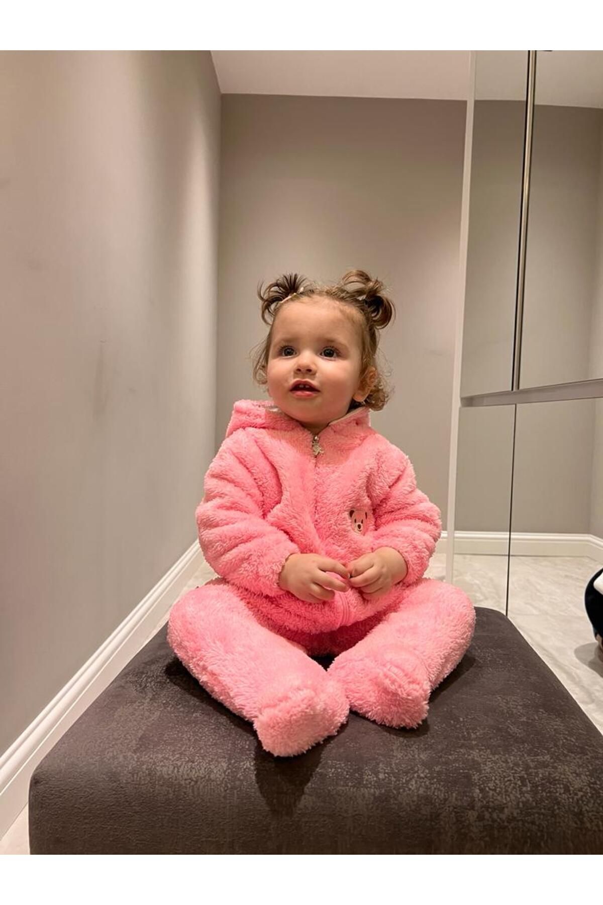 BT Baby Pembe Peluş Unisex Fermuarlı Patikli Kışlık Bebek Uyku Tulumu Welsoft fotoğrafı 4 (önizleme)