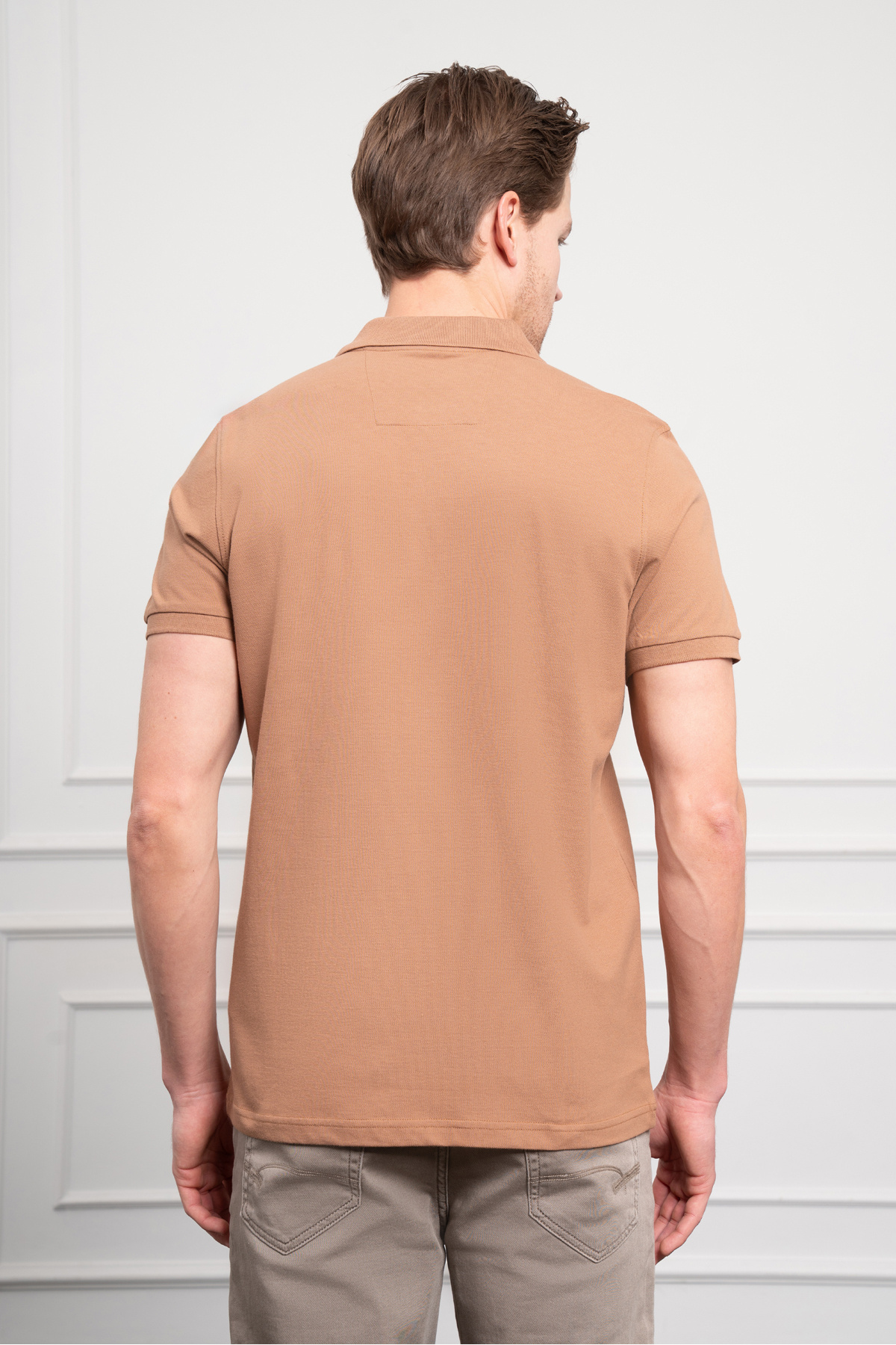 Morven-Men's Mink Basic Polo Neck Dynamic Fit T-Shirt 5