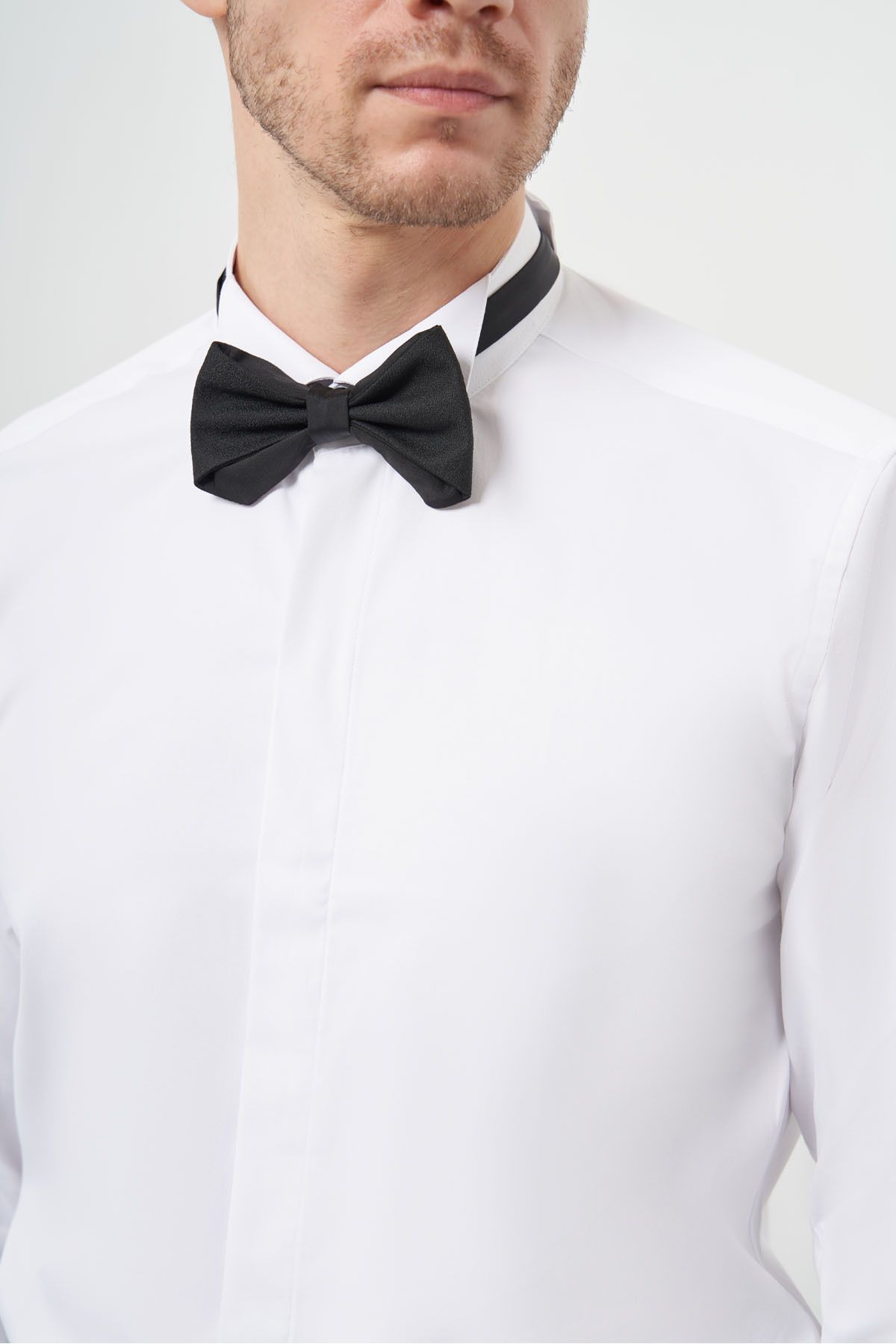 Morven-Cămașă albă pentru bărbați, slim fit, cu guler Ata 4