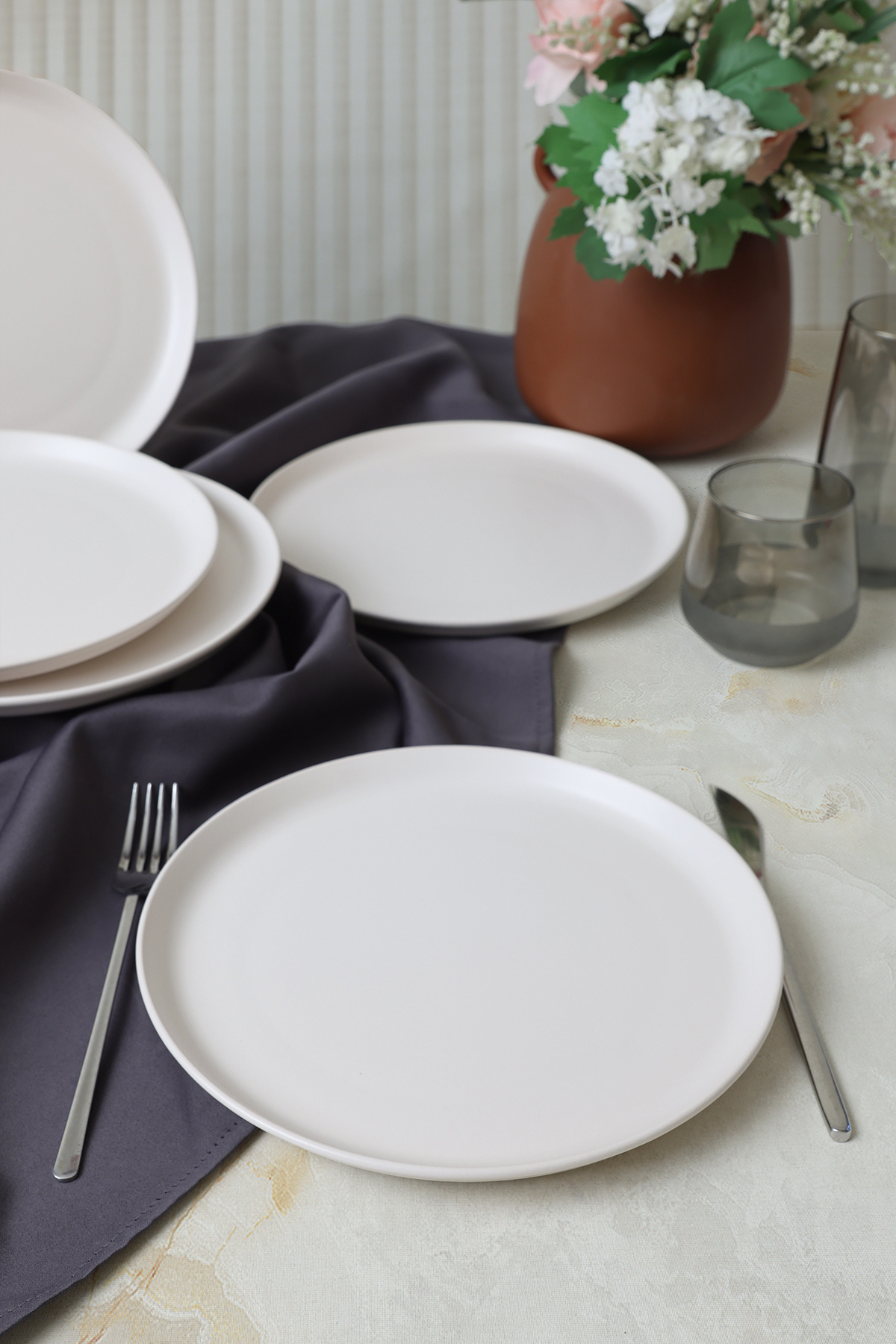 Keramika-Matte White Hitit Serving Plate 25 cm 6 Pieces 022 3