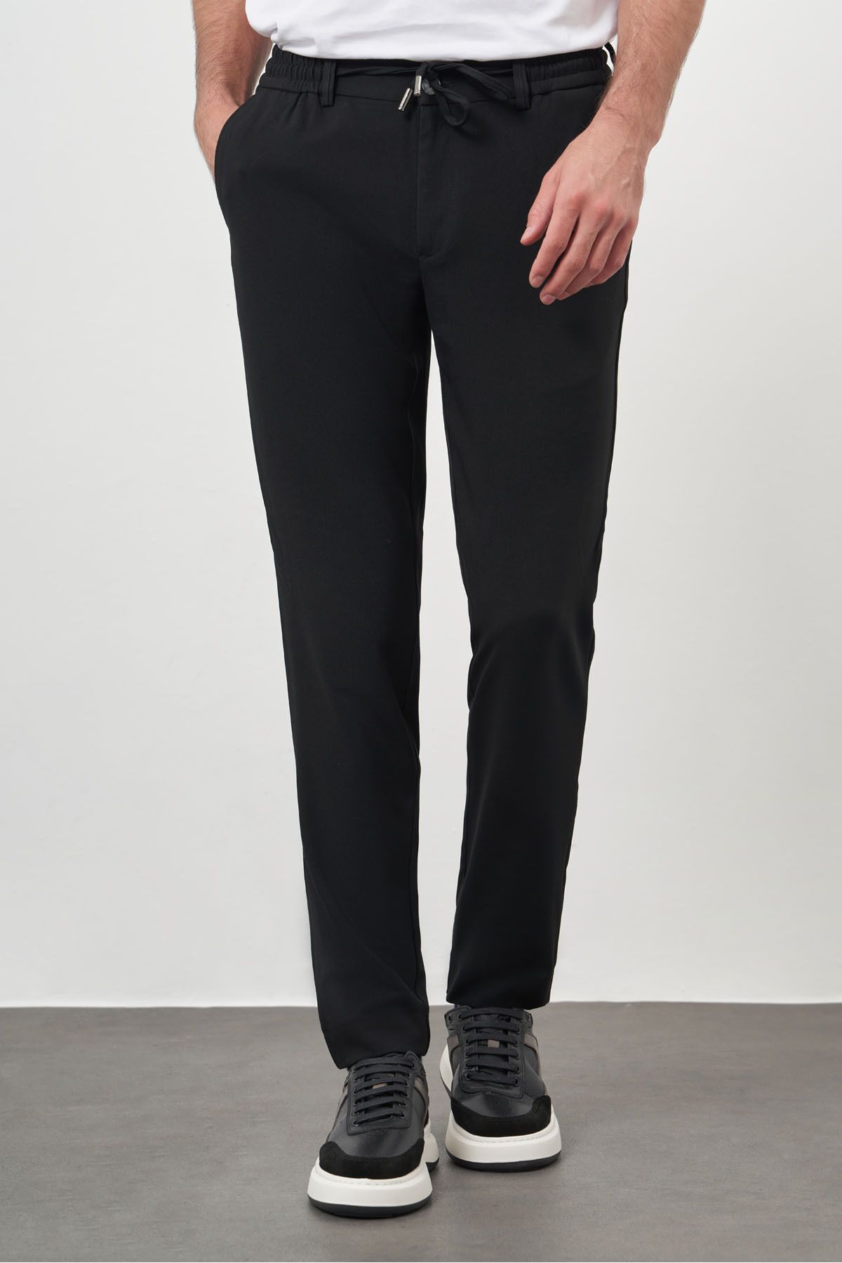 Morven-Men's Black Polyviscose Trend Drawstring Jogger Slim Fit Sports Trousers 2