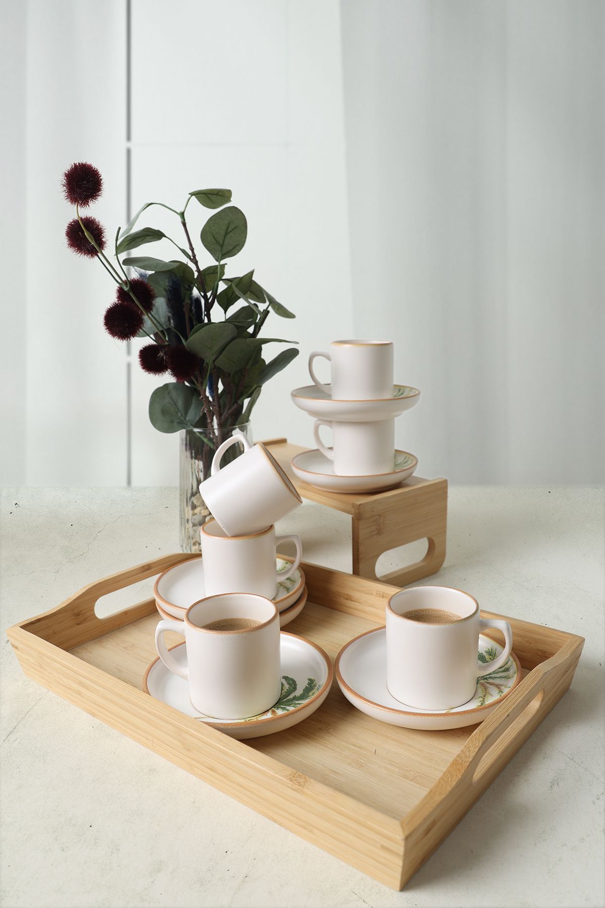 Keramika-Σετ καφέ Bronze Palm Nordic 12 τεμαχίων για 6 άτομα 22902-03 2