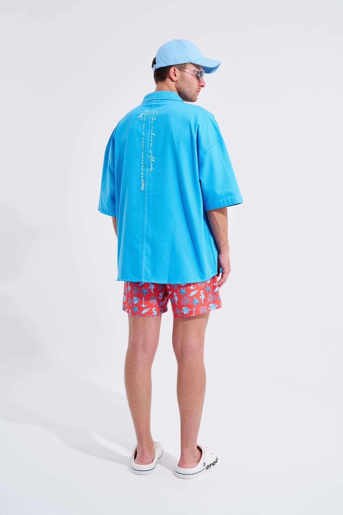 Machinist-Men's Printed Red Crautures Sea Shorts 2