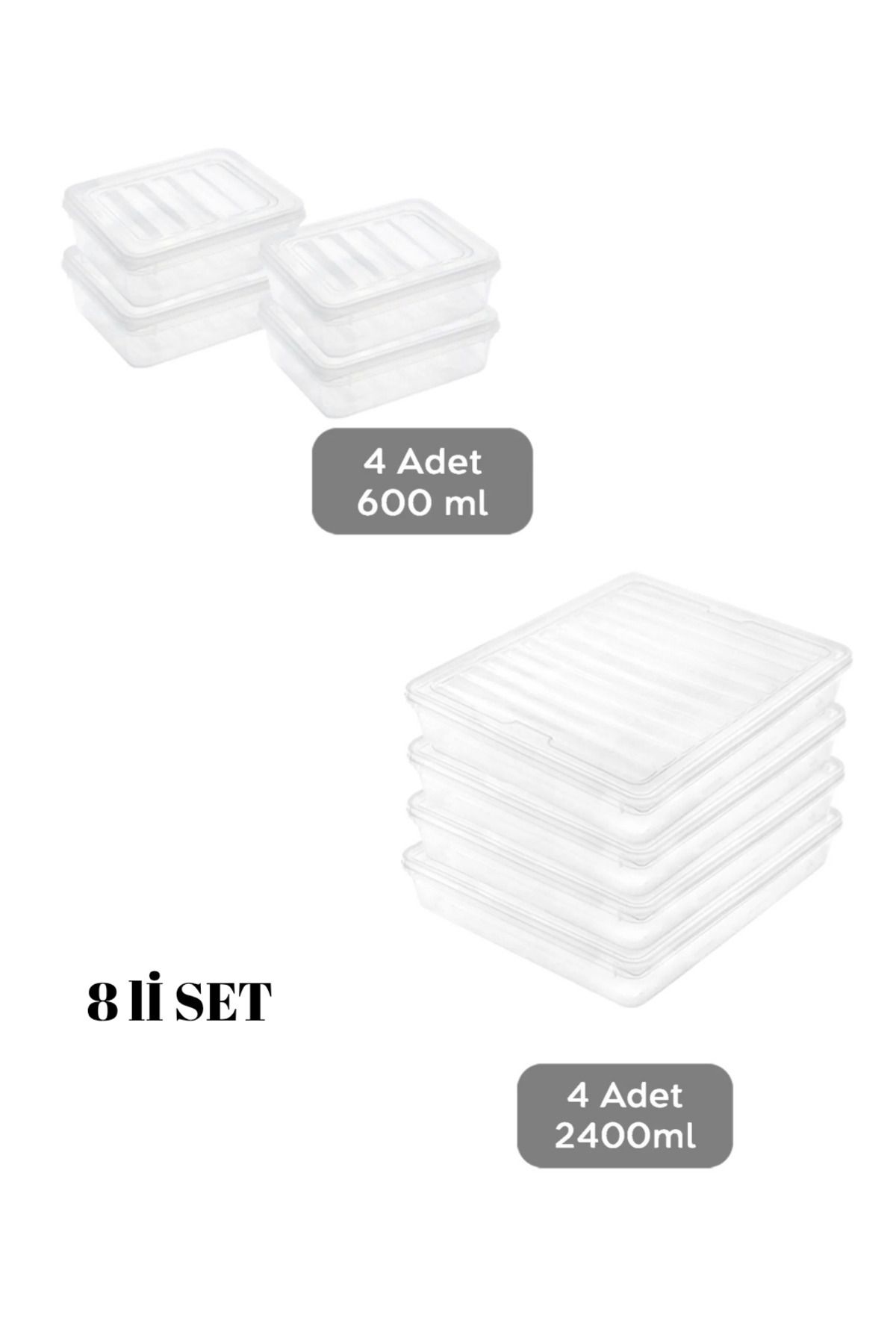 VİZYON-Horizontal Refrigerator Organizer with Lid - Storage Container, Microwave Freezer Container 2