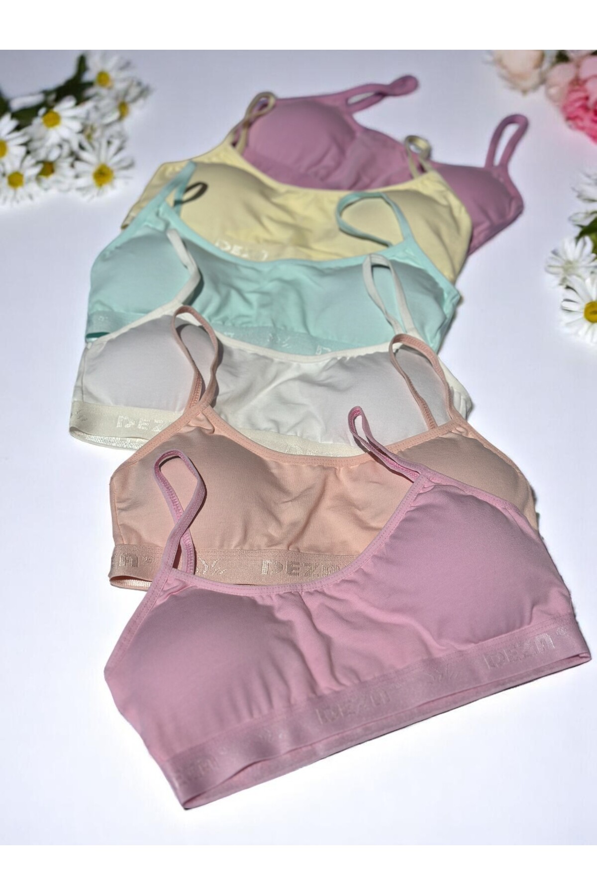 Dondeza Yazlık 3'lü Paket Ip Askılı Pedli Düz Büstiyer görsel 2
