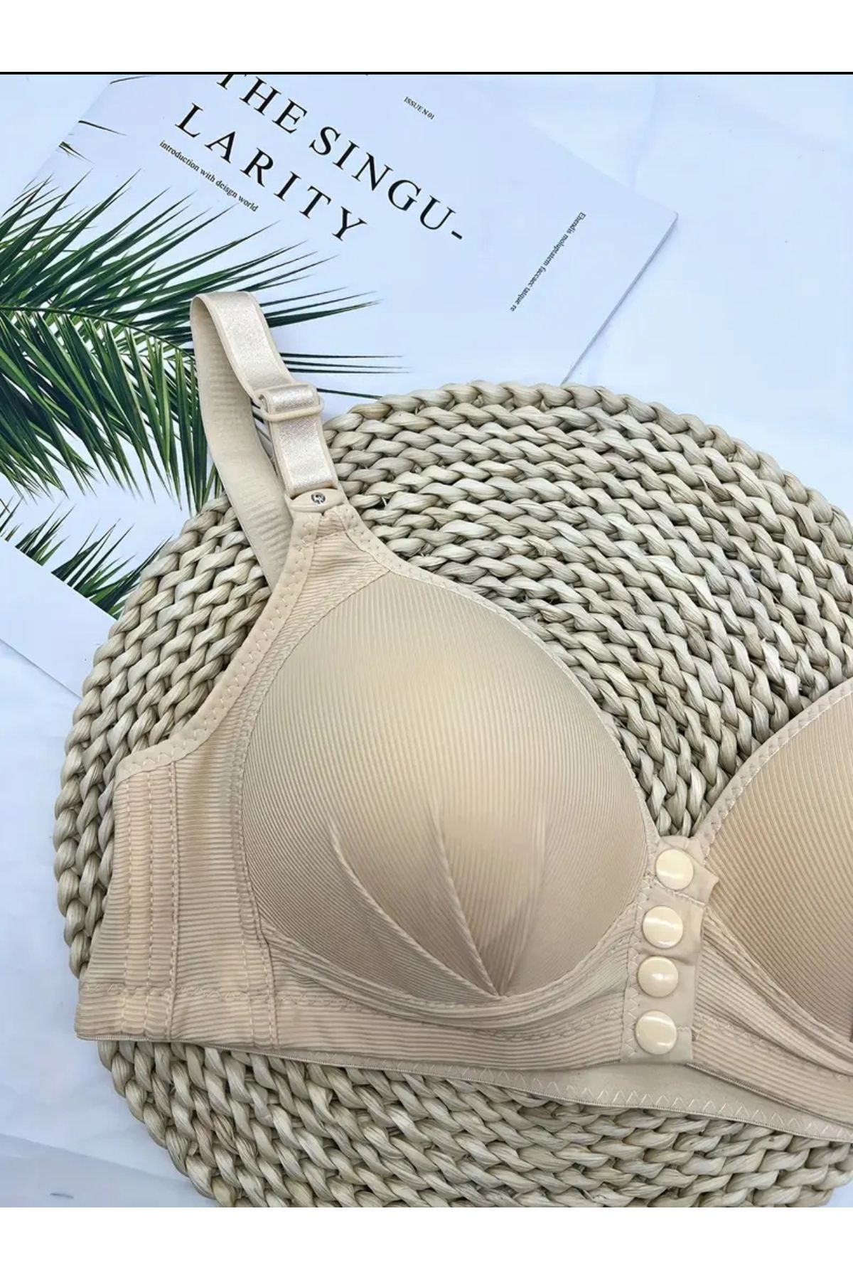 SATTENS-Front Button Hollow Unbuttressed Plus Size Bra Soft Comfortable Mold Gathering Bra 2