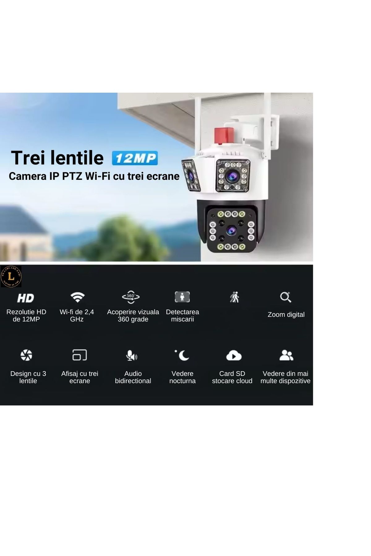 CR LUMI AND GABI-Surveillance Camera With 3 Lenses, Mobile App, Horizontal And Vertical Rotation, Ptz Camera 3