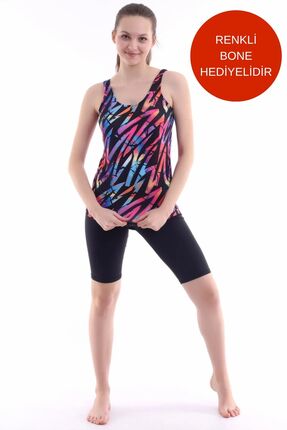 MOON SAND Tankini Taytlı Diz Üstü Takım ,mayo Esnek Likralı Kumaş