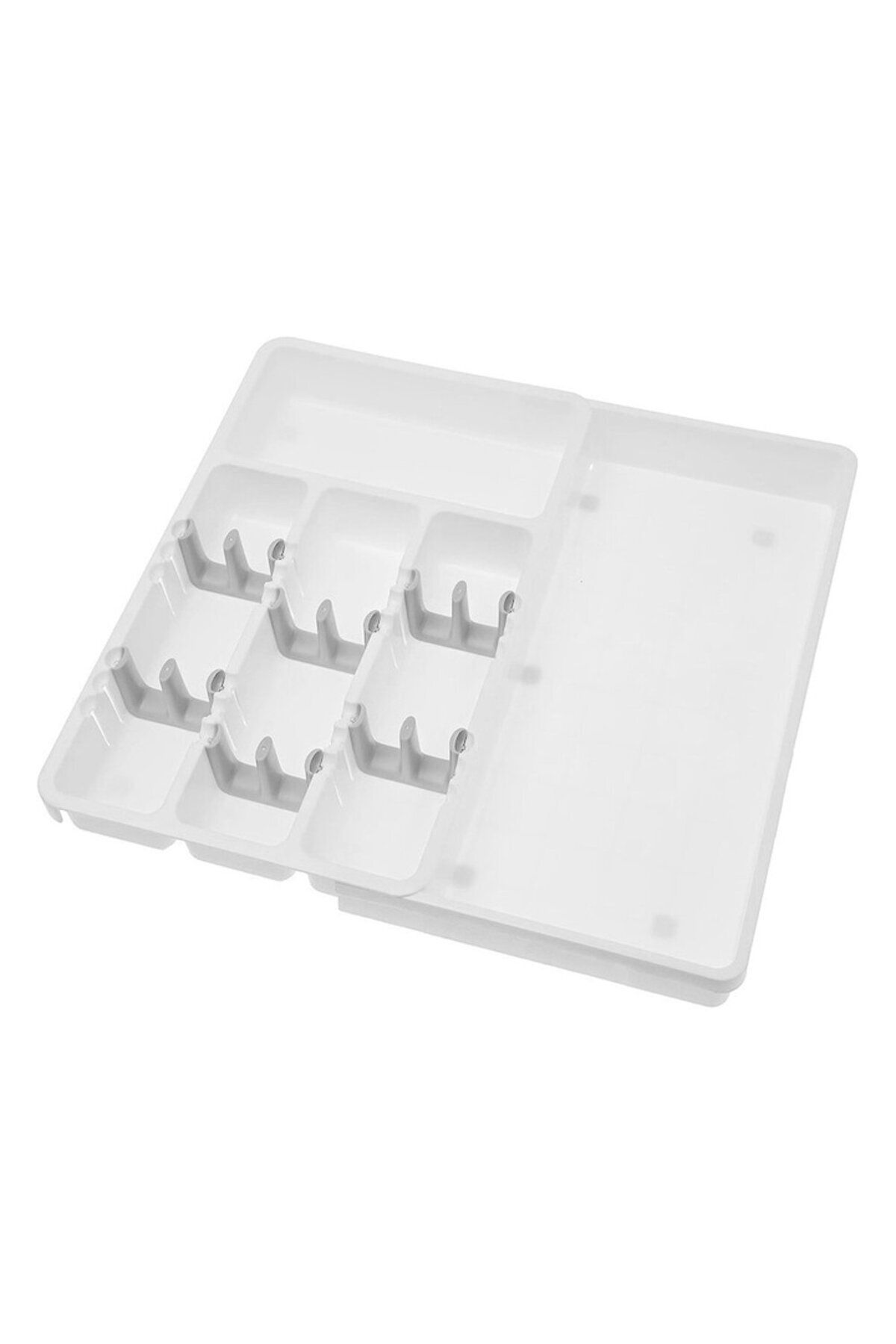 WELSMAR-Extendable Cutlery Rack, Easy to Clean, Adjustable Inserts, 24-41 X 38.5 X 7 Cm, White 1