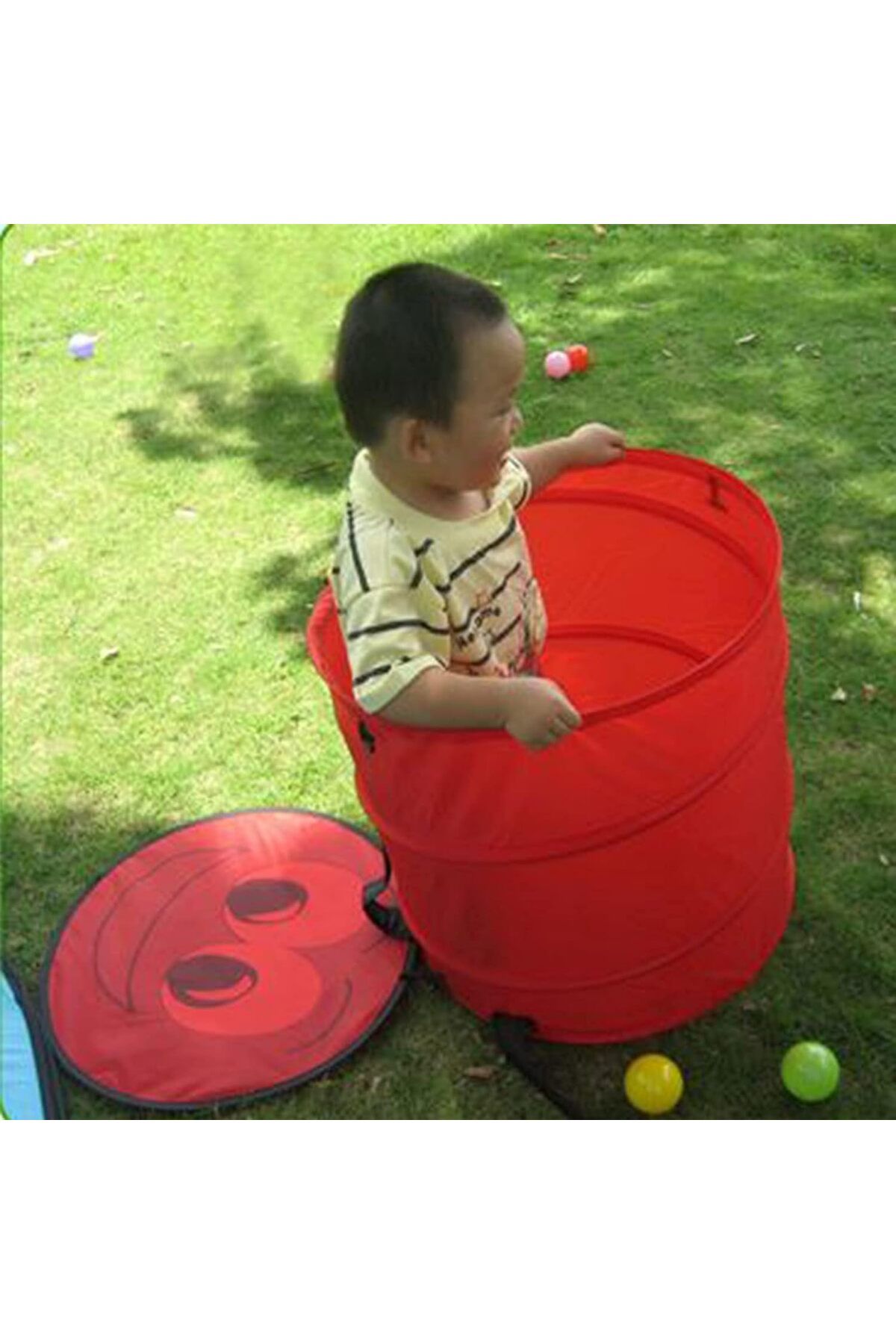 rexa-Kids Ladybug Play Tent with Tunnel - Red Pop-Up Playhouse for Toddlers 2