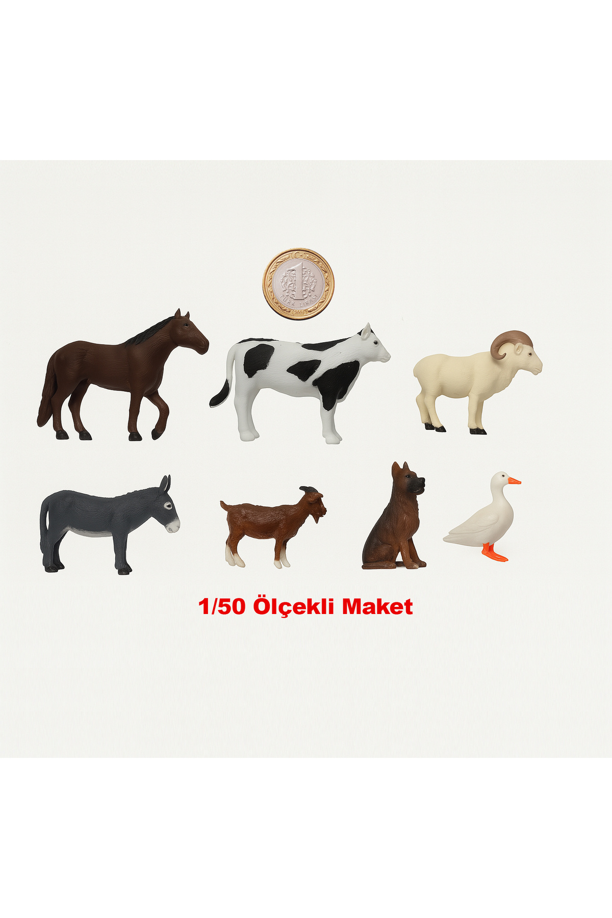 Köseoğlu Çiftlik Hayvanları Maket Figürleri - At, İnek, Eşek, Keçi, Koç, Köpek, Kedi, Ördek 1/50 Ölçekli 1:50