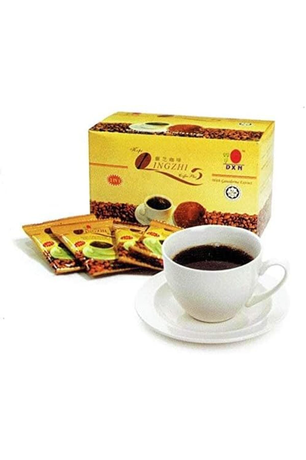 DXN-قهوة لينجزي السوداء 2 في 1 مع مستخلص الجانوديرما (4.5 جرام × 20 كيسًا) 3