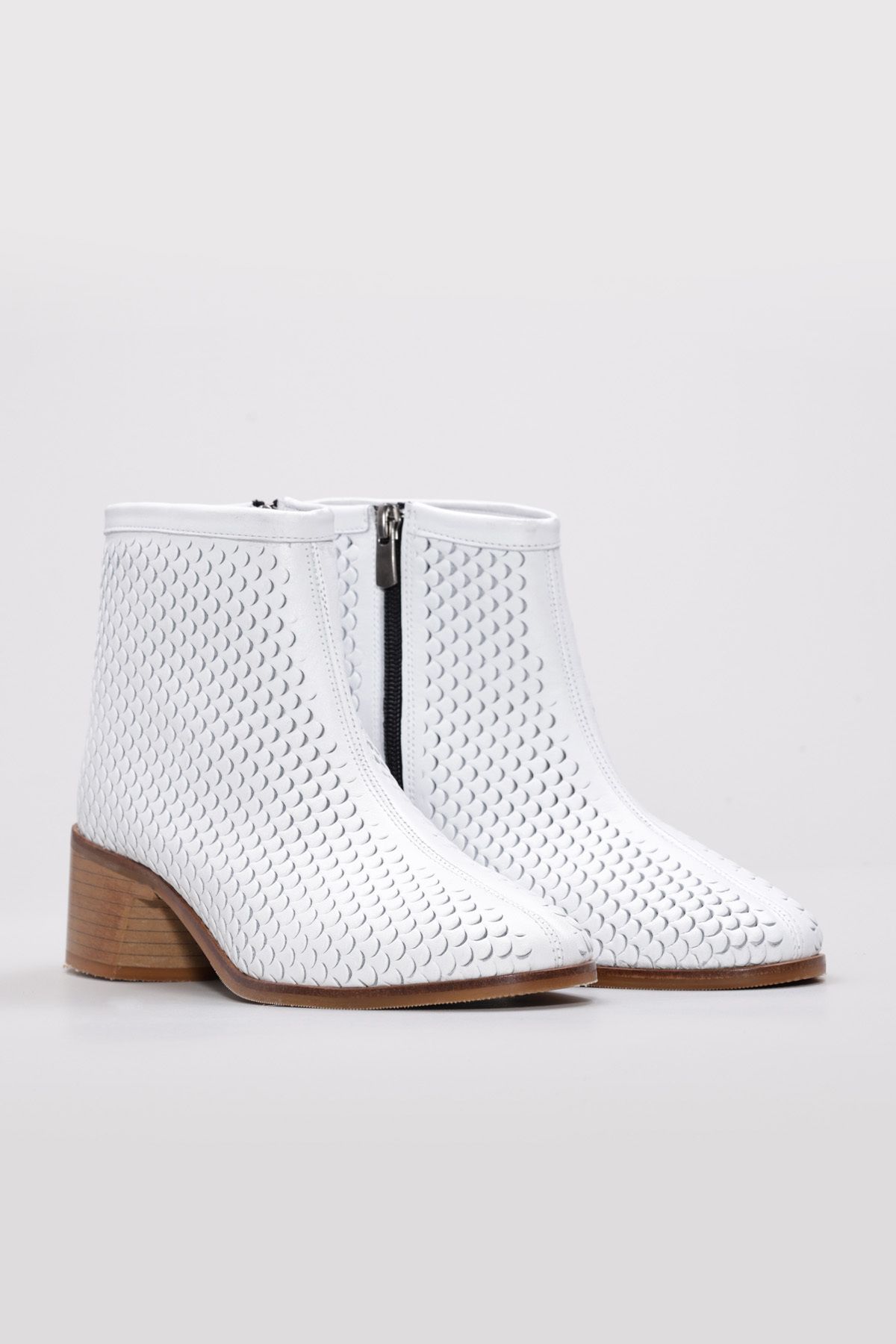 Ayakkabıhane-Genuine Leather Inside and Outside White Stylish Women's Thick Heeled Boots Ah08217261126 2