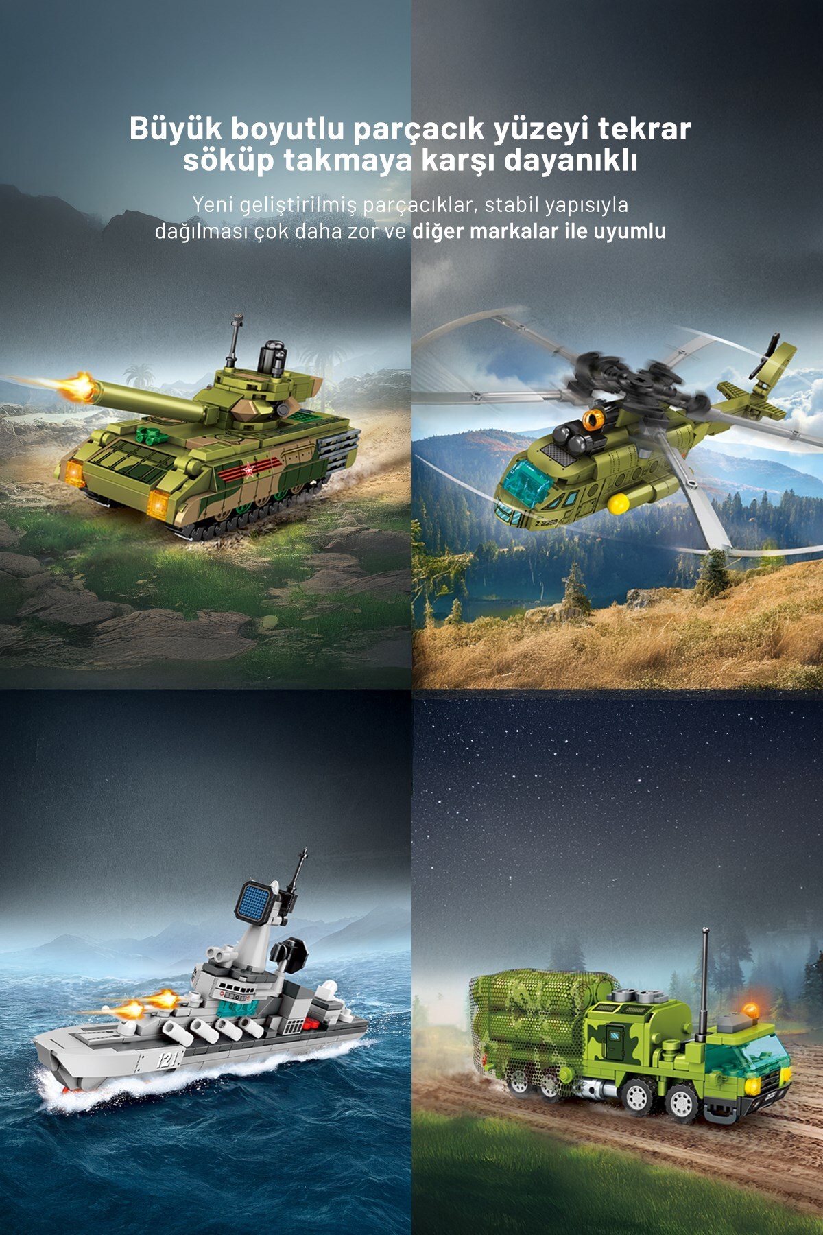 مجموعه بلوک‌های ساختمانی خودروهای نظامی Survival Warfare 4، ۷۹۲ تکه