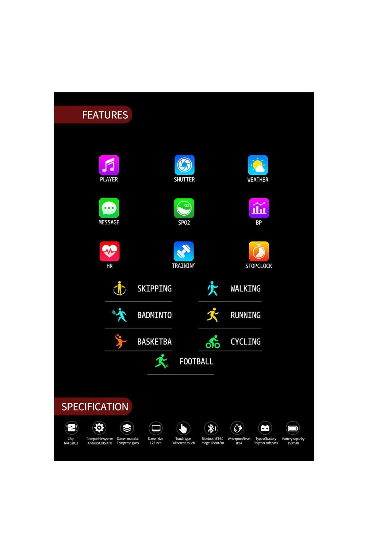 İSP-LikeSmartFiT ConnectForce SmartWatch, 1.22" Touch HD Display, Notifications, Heart Rate Monitoring 4