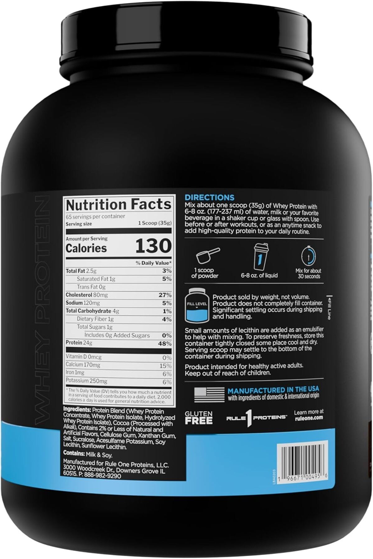 Rule 1-Whey Protein Chocolate Blend by Rule 1, 2280 grams 3