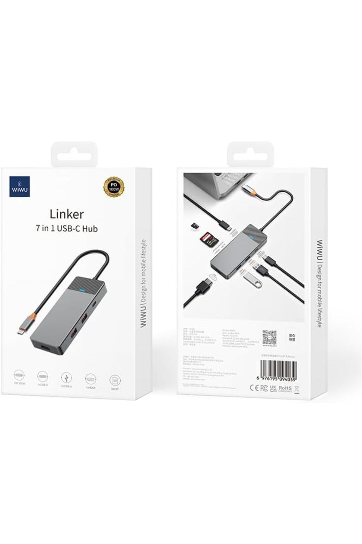 WIWU-Linker A721HD 7 In 1 USB-C Hub - Grey 7