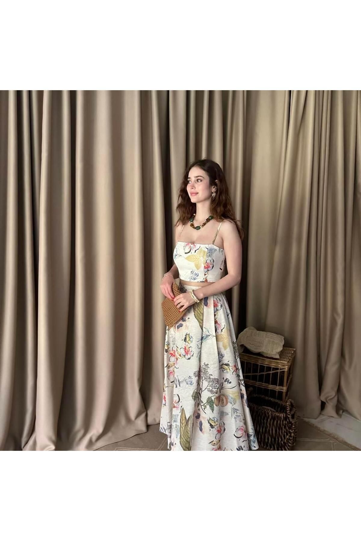 lizge giyim-PATTERNED MIDI SKIRT 3