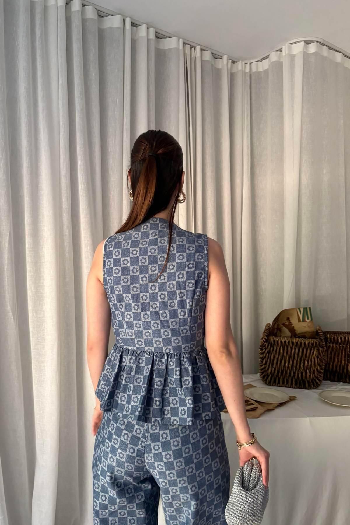 lizge giyim-Bluz with Patterned Bow Detail 4
