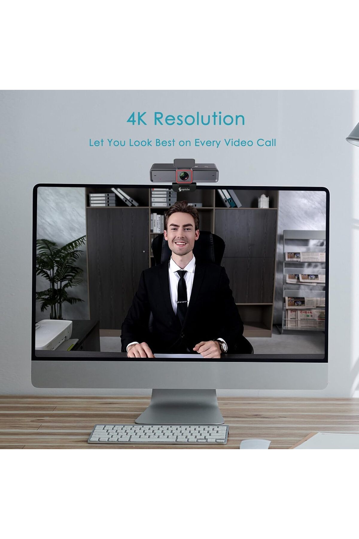 Angetube-4K AI Webcam: AI-Tracking Web Camera Dual AI Noise-Cancelling Microphones 5
