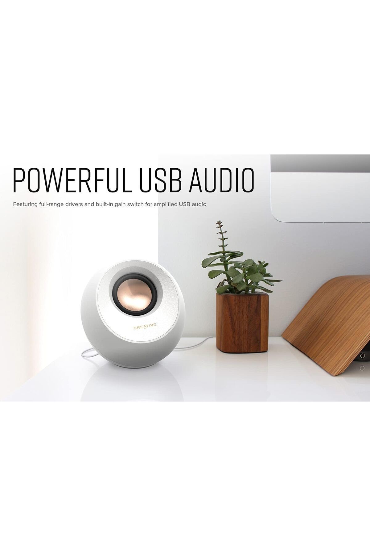CREATIVE-مكبرات صوت سطح المكتب Pebble V3 Minimalistic 2.0 USB-C مع صوت USB، وتعزيز الحوار الواضح، 5