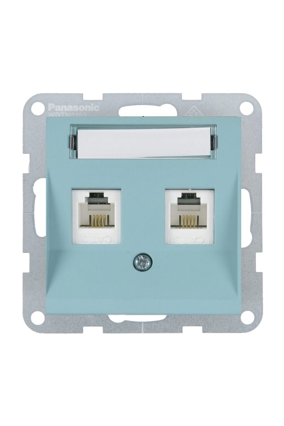 PANASONIC-Mecanism priză 2xCAT5e cu etichetă Karre Plus 55 Soft Touch Turcoaz 2