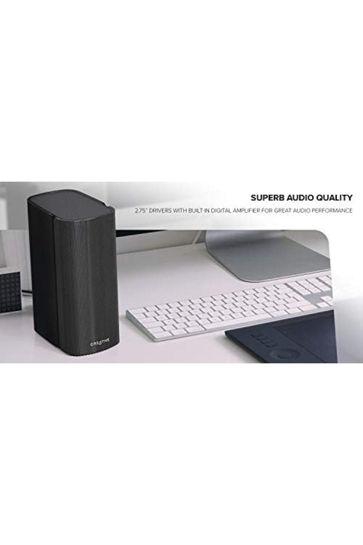 CREATIVE-T100 2.0 Compact Hi-Fi Desktop Speakers, up to 80W Peak Power with Bluetooth 5.0, Optical-i 8