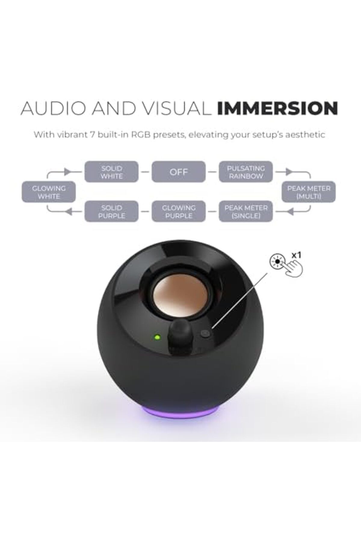 CREATIVE-Pebble SE Minimalist 2.0 USB-C Powered PC Speakers with RGB Lighting, 3.5 mm AUX-in, Up to 5