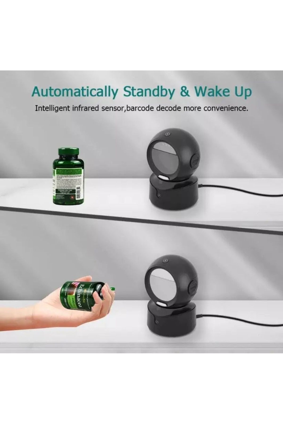 divendi-ro-1D, 2D and QR barcode scanner with automatic intelligent scanning sensor, black 5