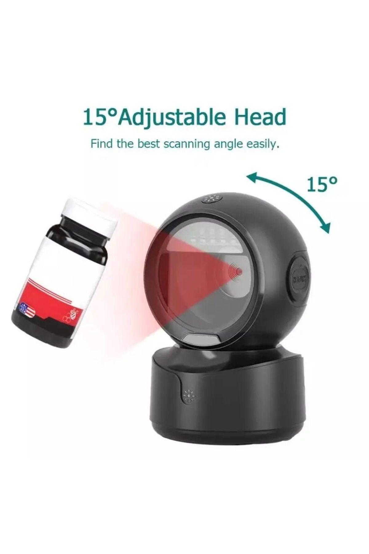 divendi-ro-1D, 2D and QR barcode scanner with automatic intelligent scanning sensor, black 6