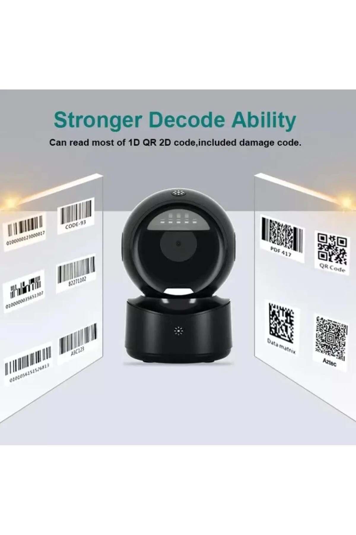 divendi-ro-1D, 2D and QR barcode scanner with automatic intelligent scanning sensor, black 2