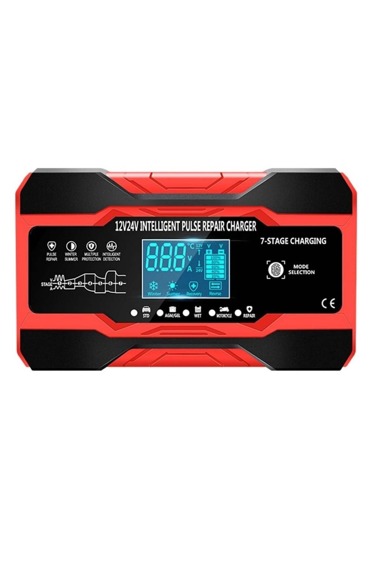 divendi-ro-Car battery rectifier DP1210, 12V 10A - 24V 5A, 180W, 7-step charging, 4 functions, black with red 6
