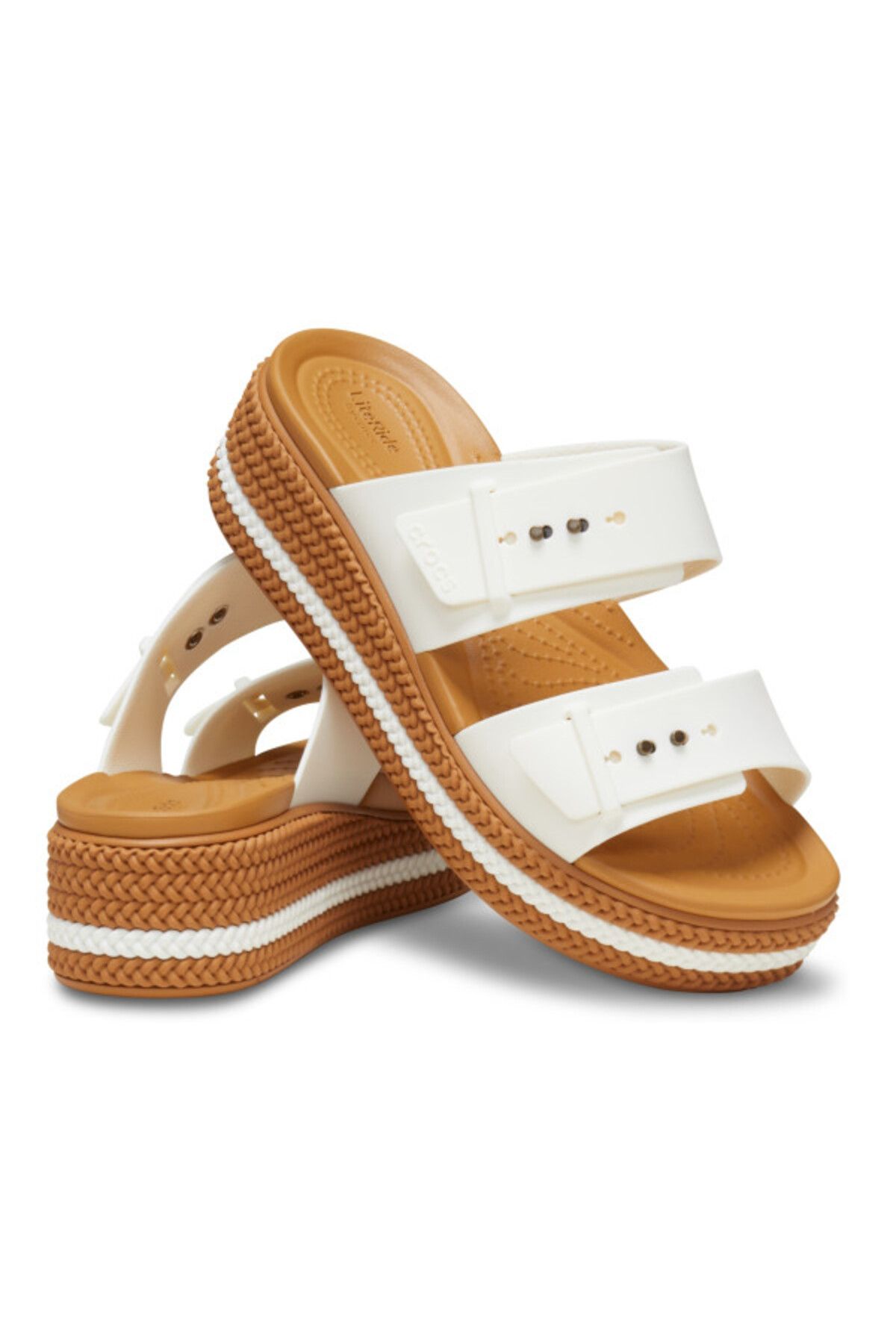 Crocs-Papuci Brooklyn cu cataramă țesută - Cretă 4