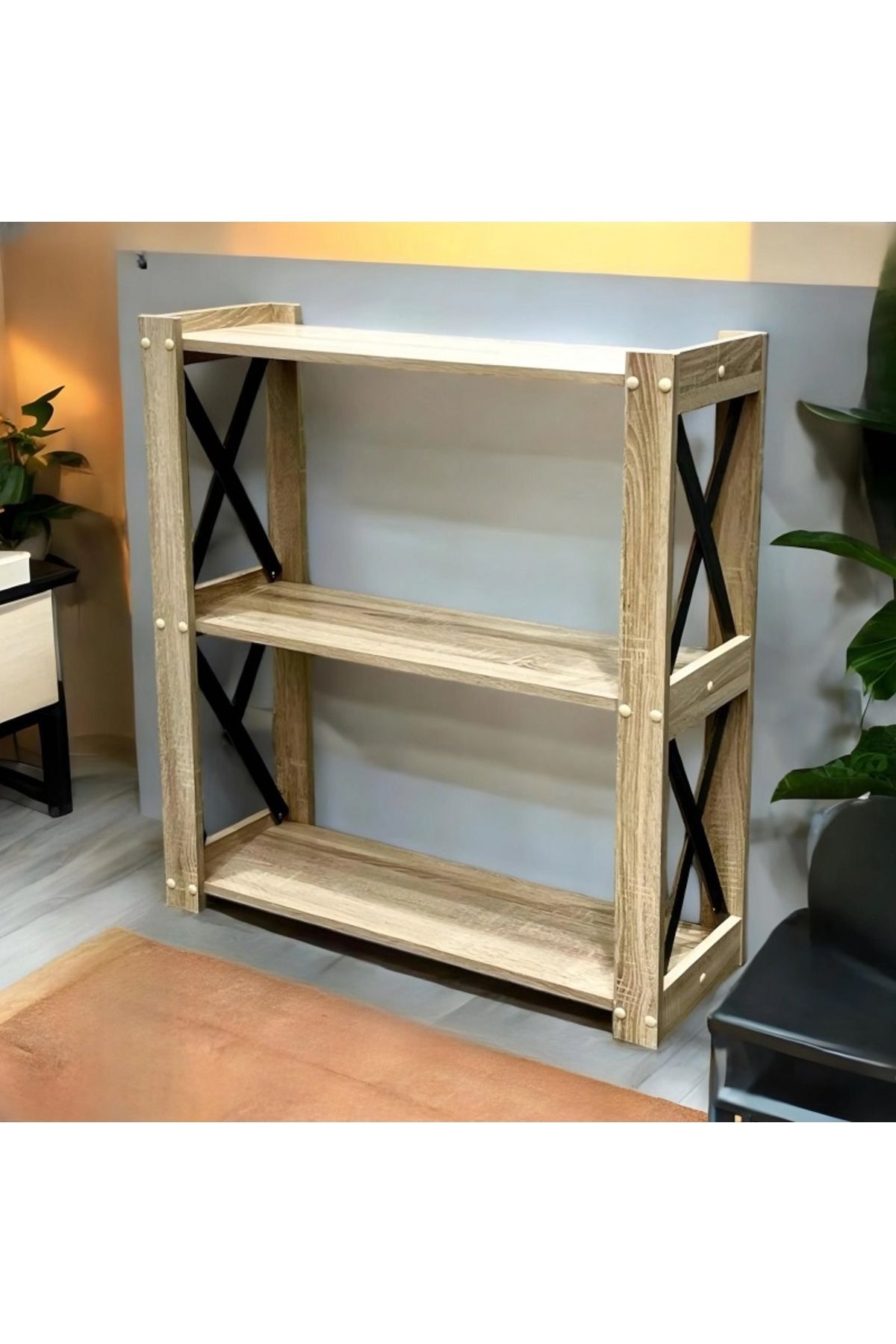 Kreslo-Stylish three-shelf table for entryways and corners - Height: 80 cm, Width: 73 cm, Depth: 27 cm 1
