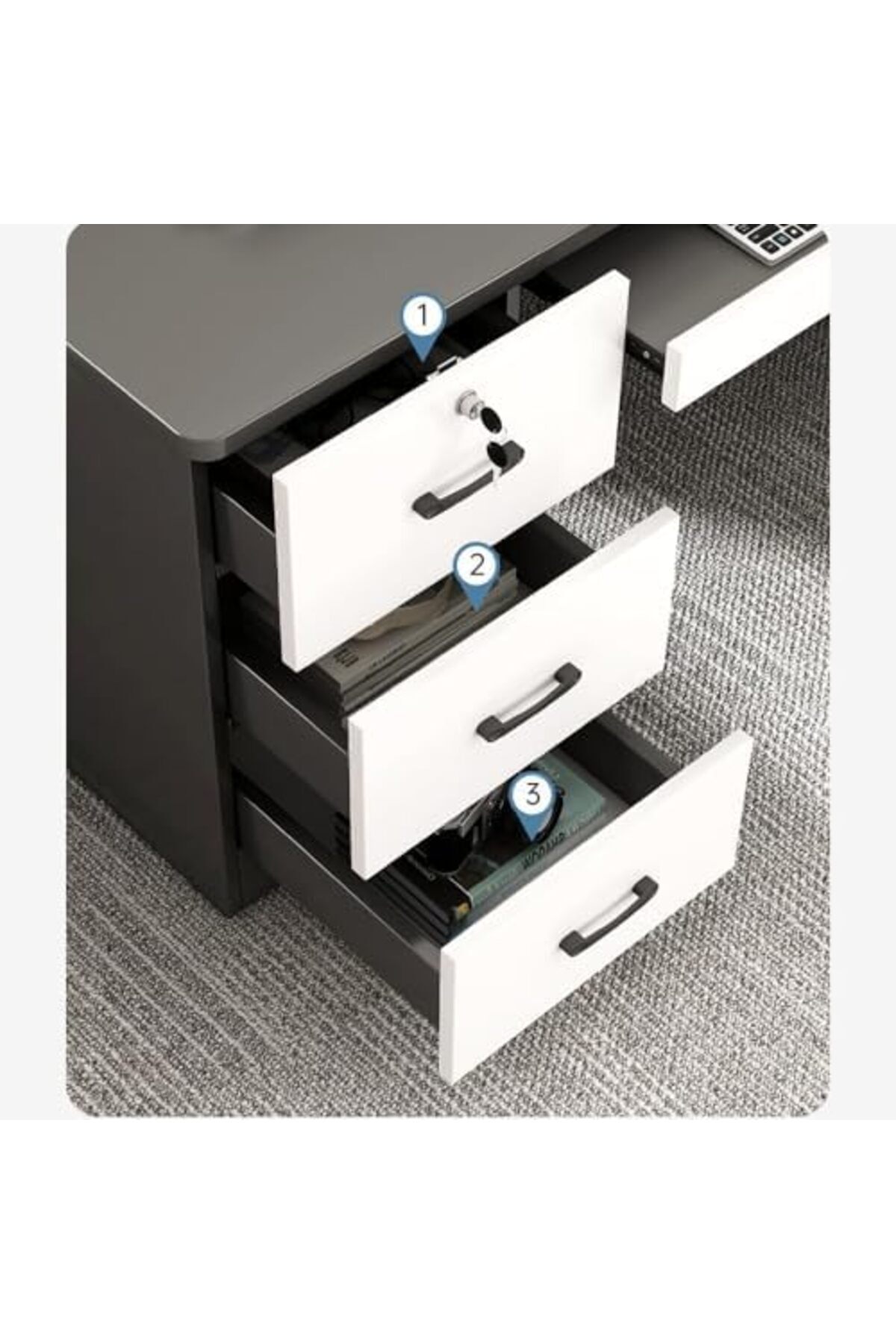Generic-Computer and Multifunction Table Home Office Workstation 120 CM with 3 Drawers 6