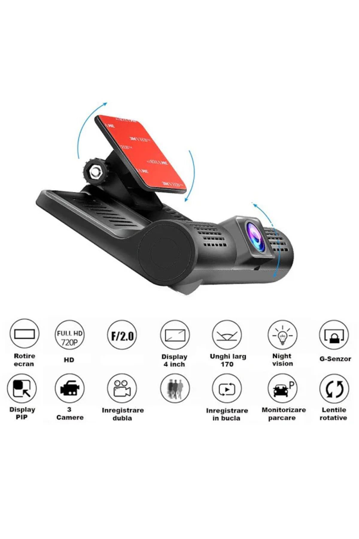 DAR-Dual Car Camera Full HD 1080p with 4.0" Screen, 3-Way Recording, G-Sensor and Loop Recording 3