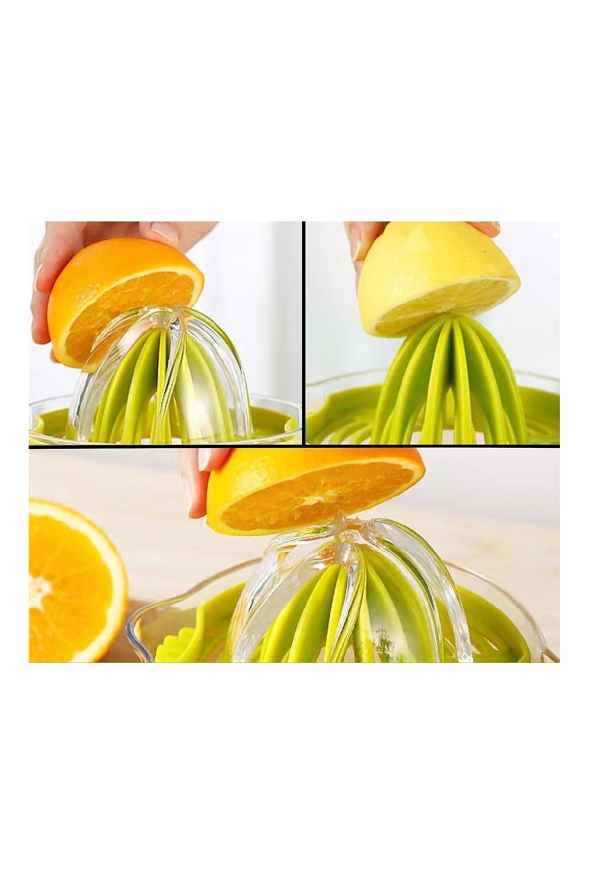 divendi-ro-Manual citrus juicer, plastic, transparent container with 400ml capacity and pit sieve, green 11