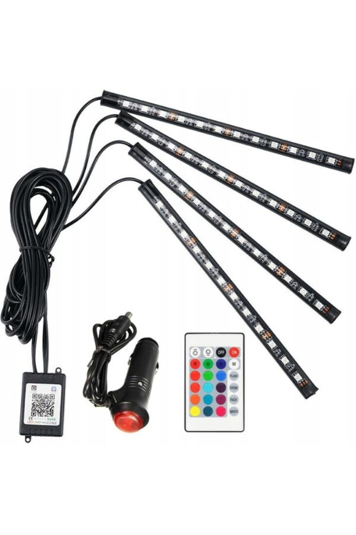 divendi-ro Kit De Lumini Auto Cu 48 Led-uri, Iluminare Rgb, Telecomandă - Negru - One Size