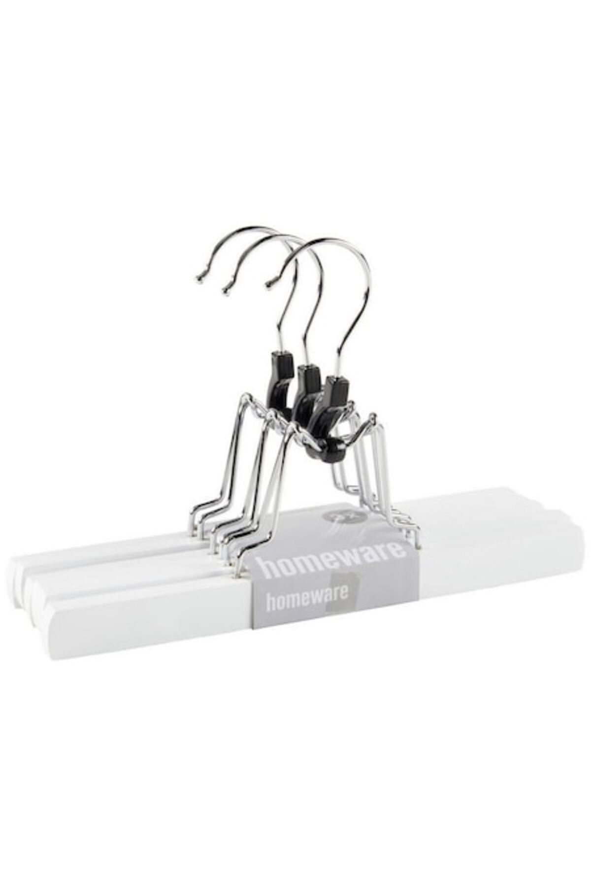 Homeware Set Umerașe Din Lemn Pentru Pantaloni Homeware, 3 Piese, Alb, 25 Cm - One Size