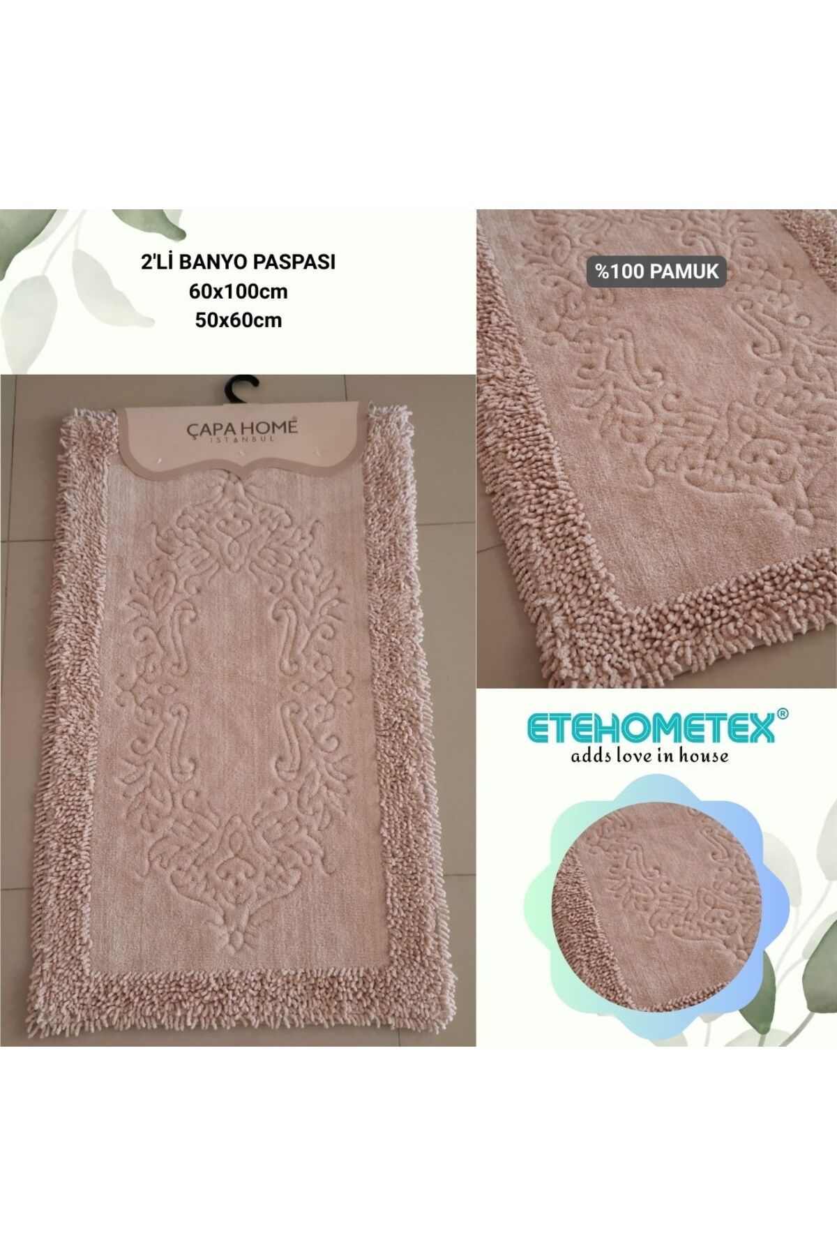 Çapa Home-Anchor Home Cotton 2-Pack Bathroom Mat 1