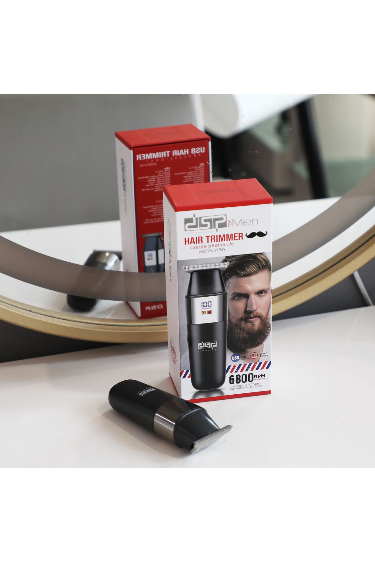 DSP-Hair and Beard Trimmer 91269 - USB Charging, Sharp Blades, Digital Display, for Home and Salon Use 4