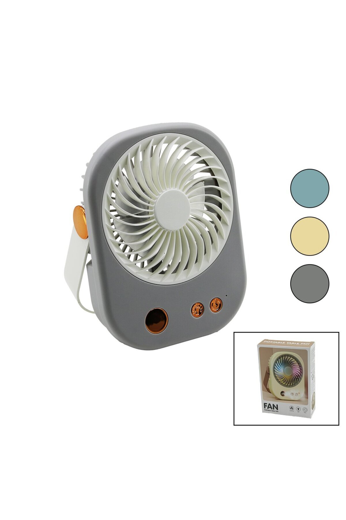 Go İthalat IŞIKLI MİNİ FAN MASA ÜSTÜ USB ŞARJLI 2İN1 KULP=TAŞIMA - DURUŞ 3 KADEME HIZ 15.5X12CM BJJ-565 (5282)